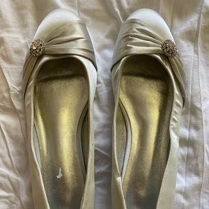 Light blue satin like flats with sparkle